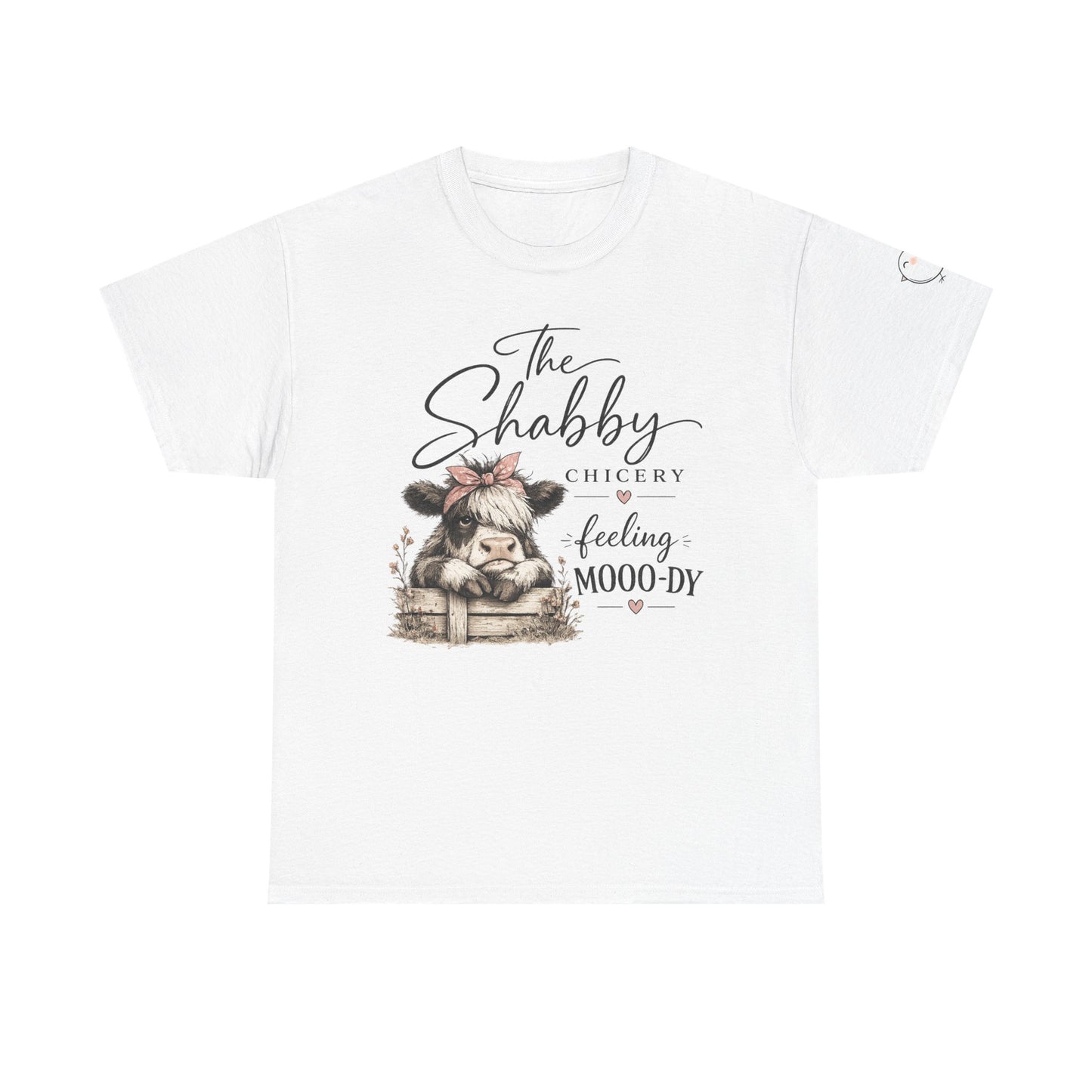 T-Shirt — “The Shabby Chicery Feeling Moo-dy” Cute Cow Graphic Tee