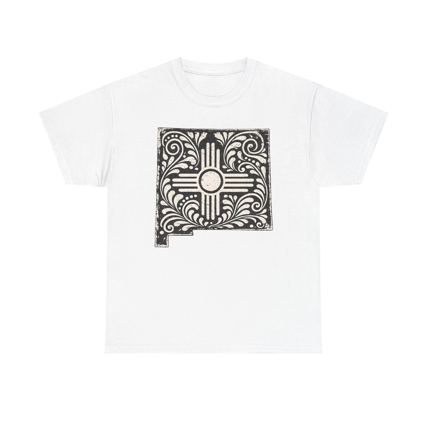 New Mexican Zia Tile Graphic Tee — Vintage Ornamental Southwest Motif - Black