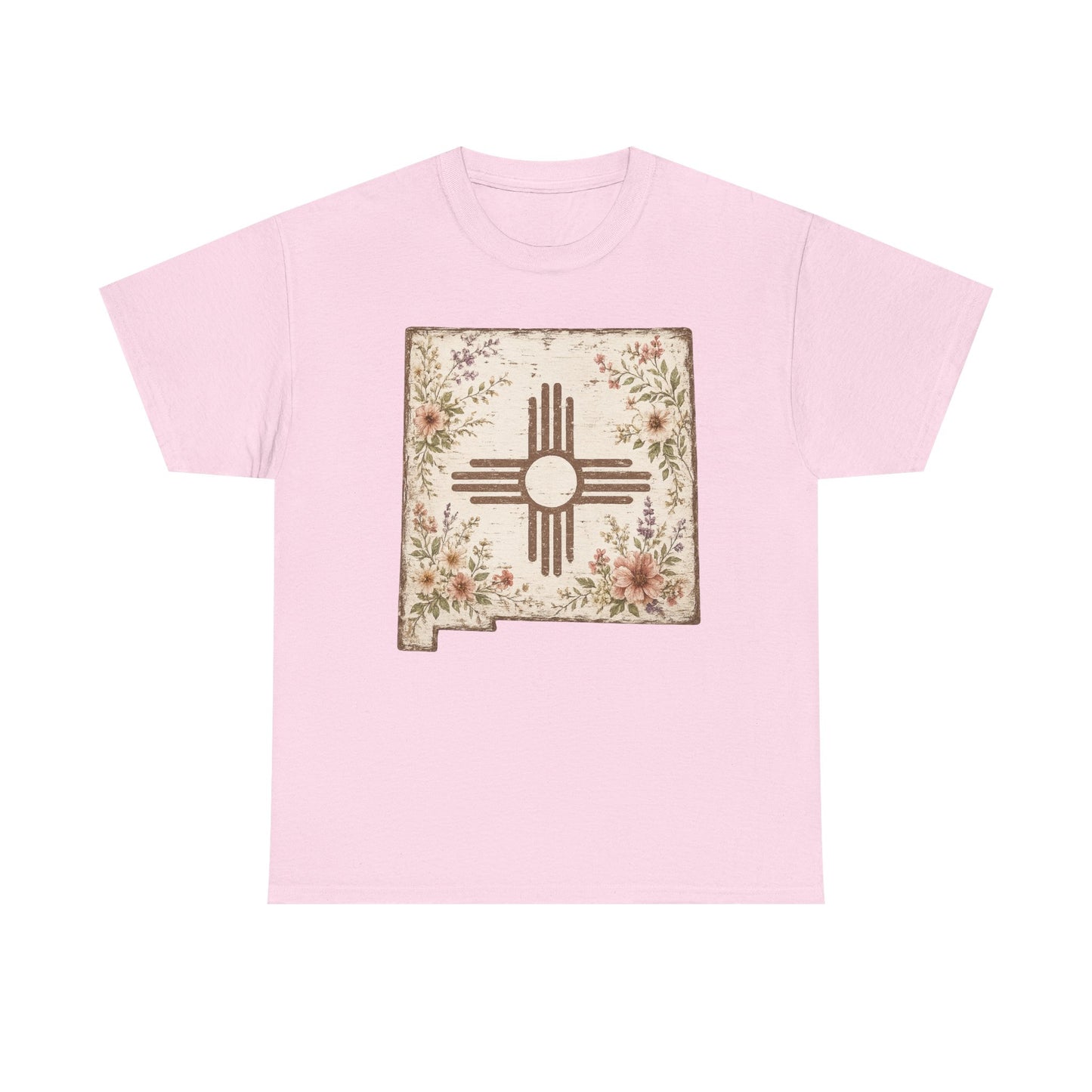 New Mexico Zia Floral Tee — Vintage State Map T-Shirt