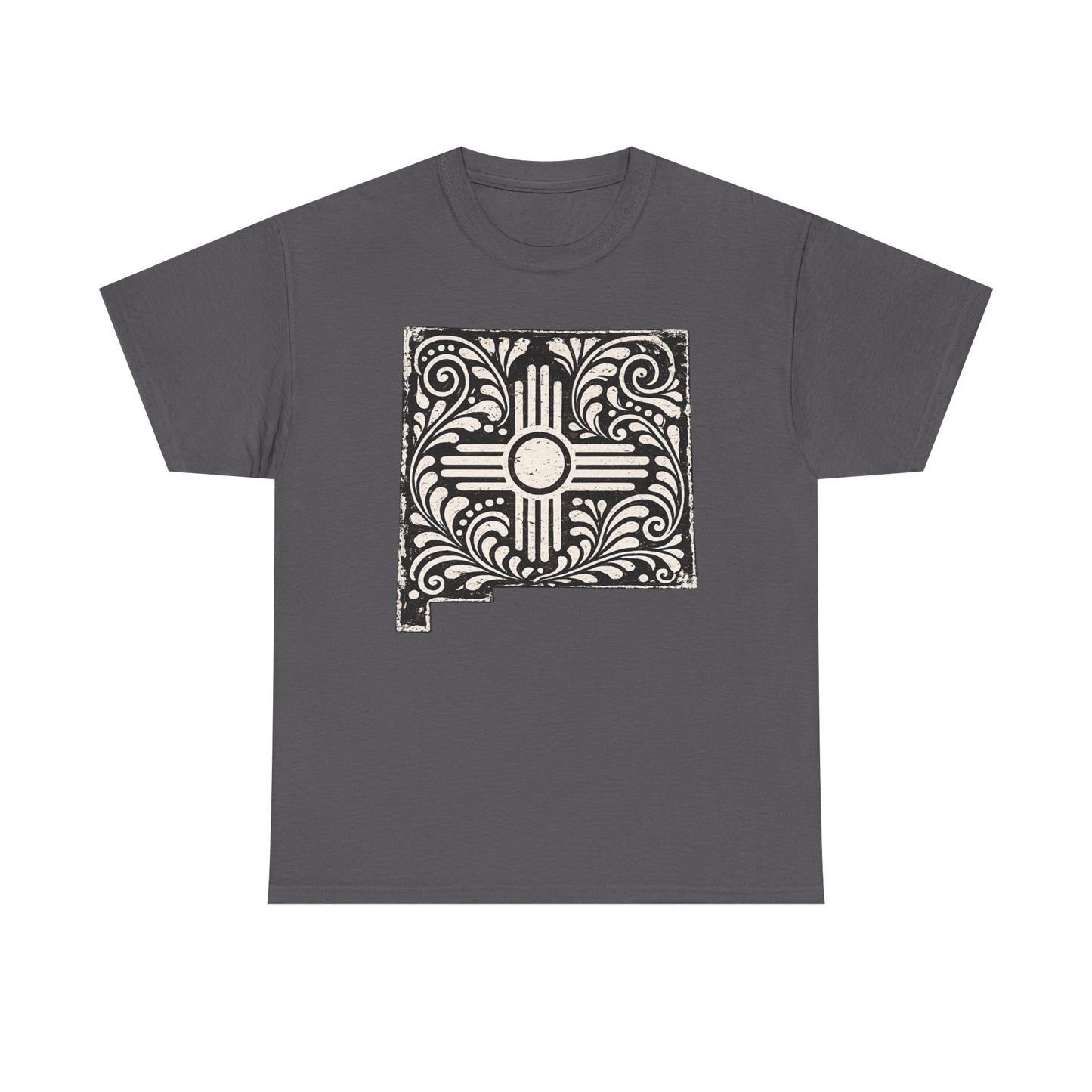 New Mexican Zia Tile Graphic Tee — Vintage Ornamental Southwest Motif - Black