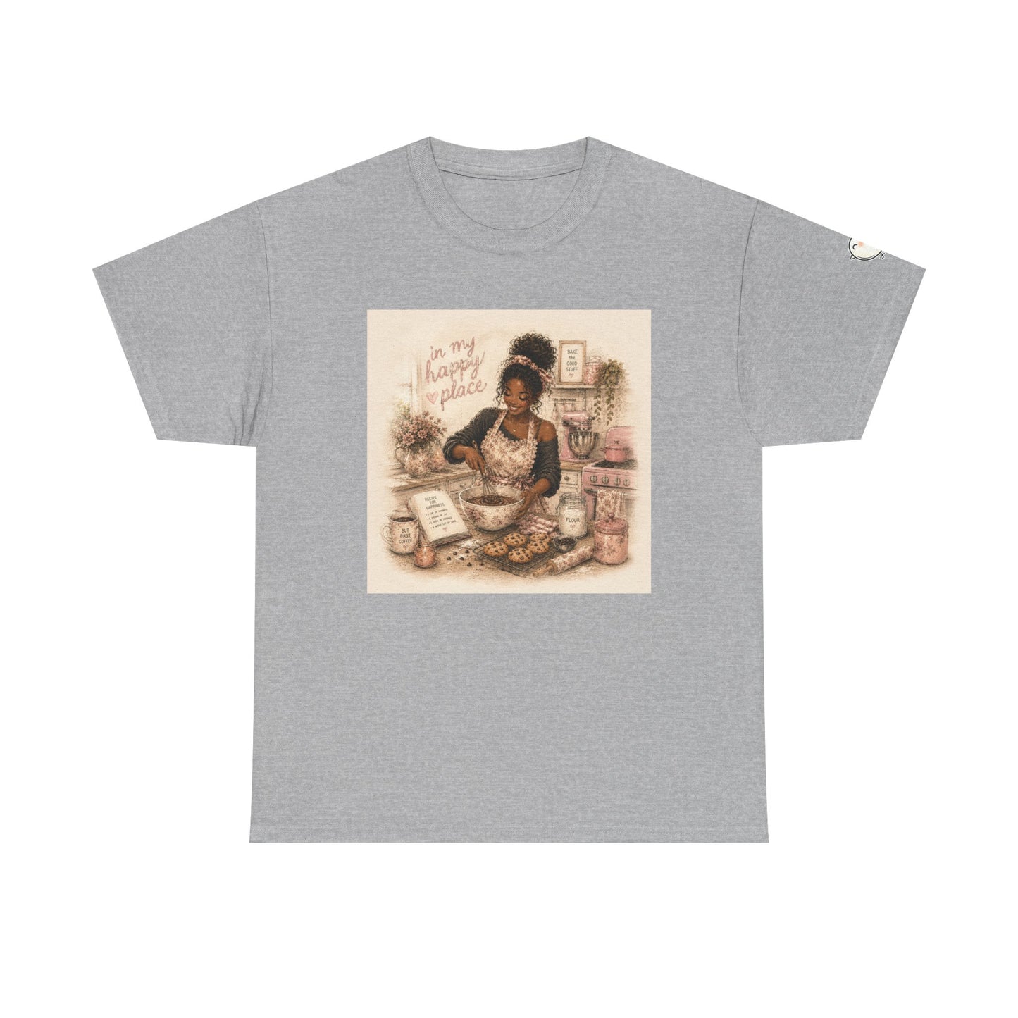 Cute Black Woman Baking T‑Shirt — "My Happy Place" Graphic Tee