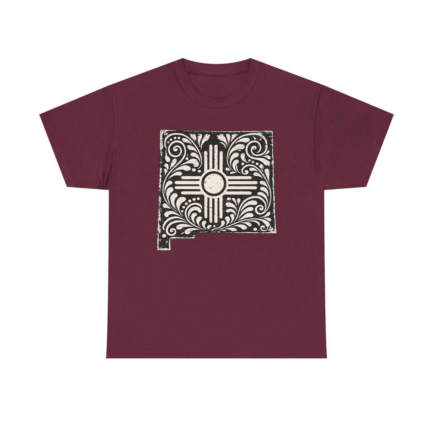 New Mexican Zia Tile Graphic Tee — Vintage Ornamental Southwest Motif - Black