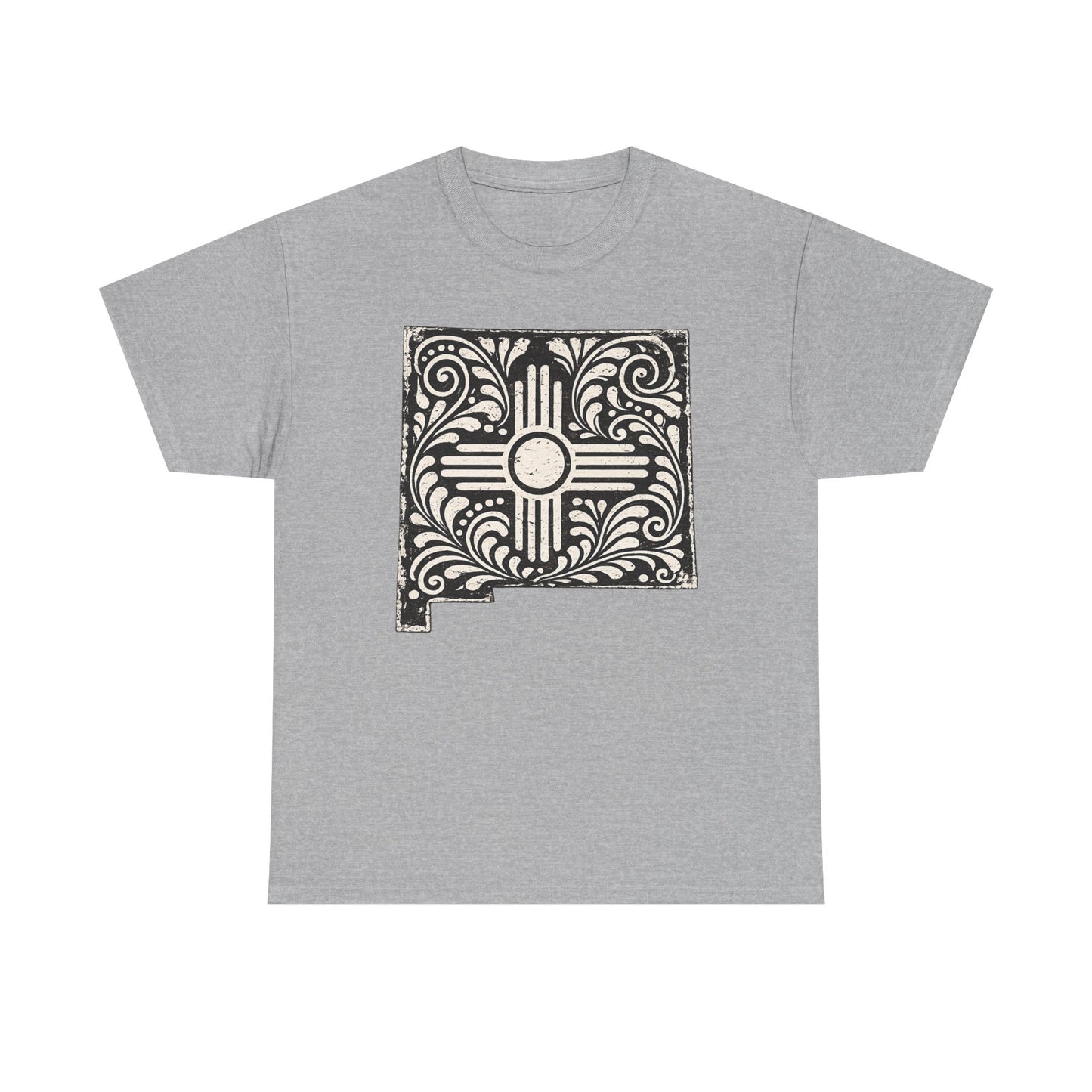 New Mexican Zia Tile Graphic Tee — Vintage Ornamental Southwest Motif - Black