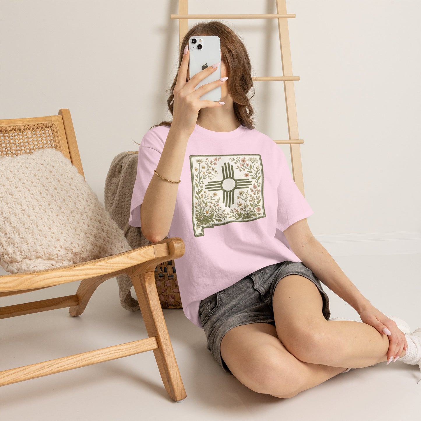New Mexico Floral Zia T-Shirt — Southwestern State Pride Tee - Sage