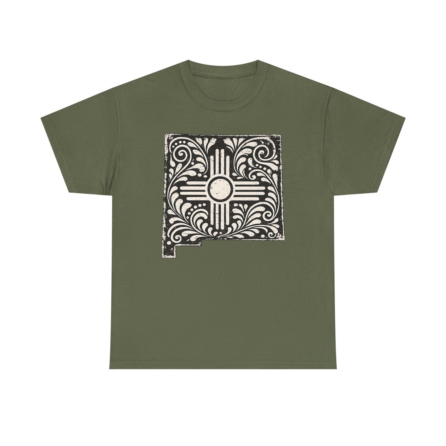 New Mexican Zia Tile Graphic Tee — Vintage Ornamental Southwest Motif - Black