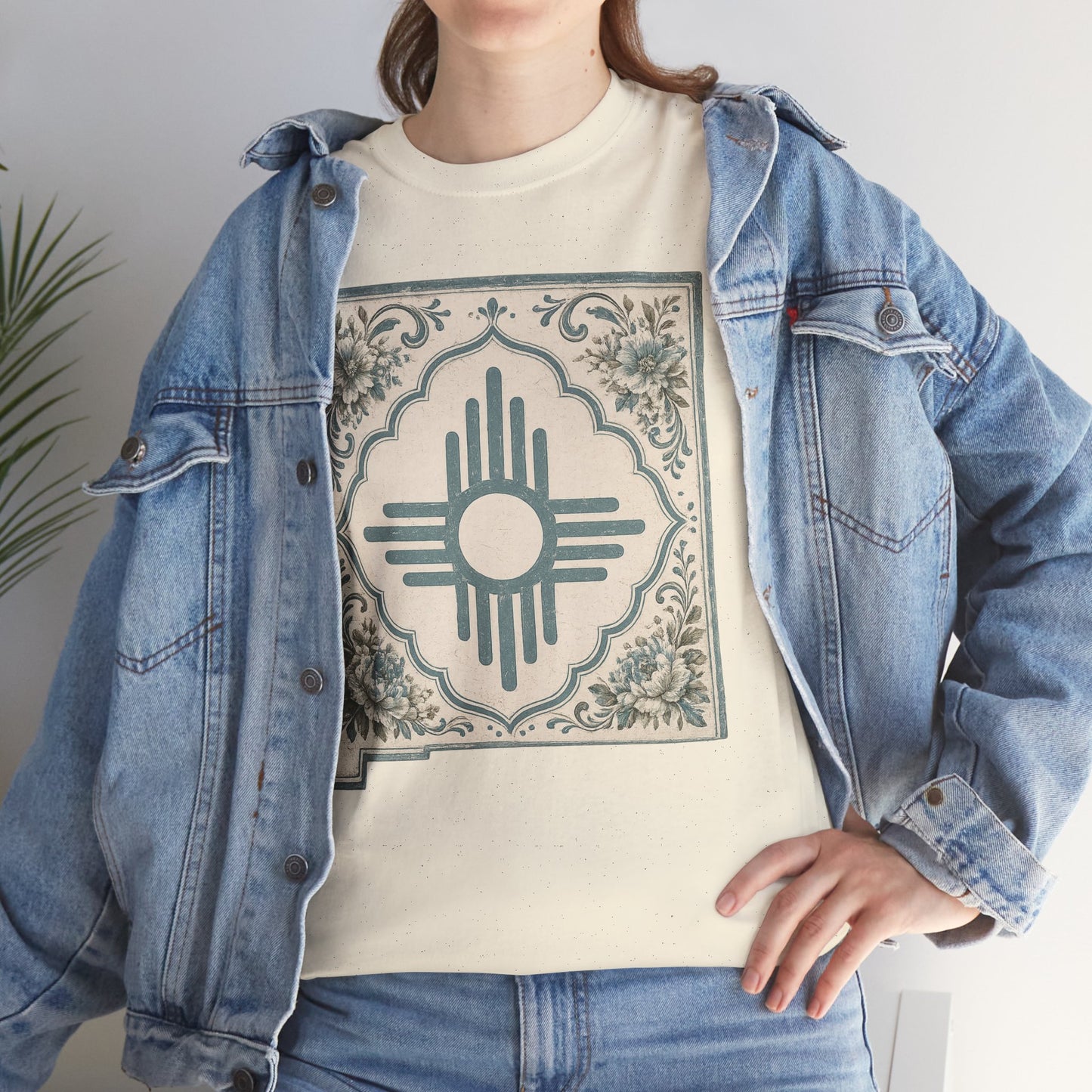Zia Sun Tile Graphic Tee — Southwestern Boho Cotton T-Shirt