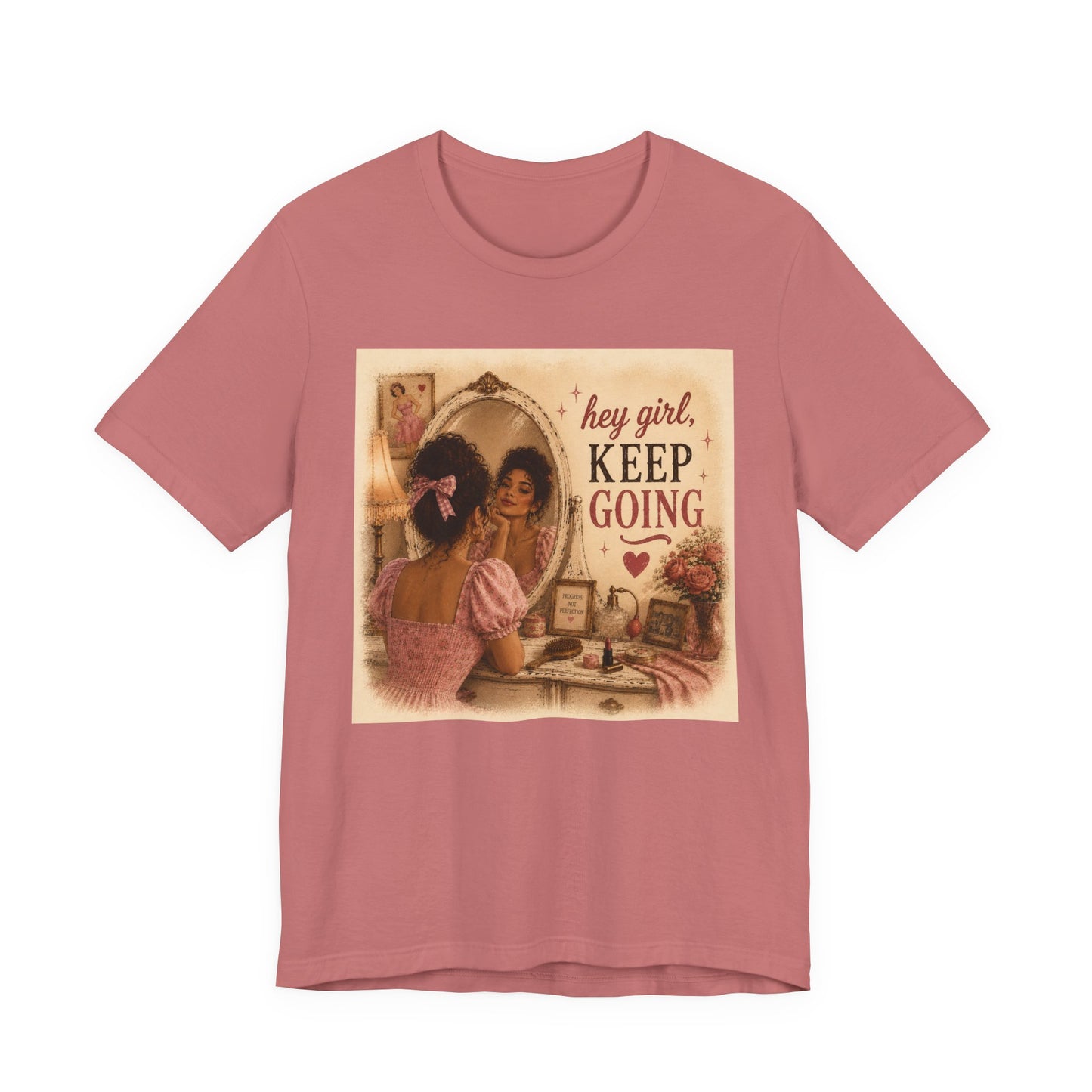 Keep Going Tee — 'Hey Girl, Keep Going' Motivational Graphic T-Shirt - Pink