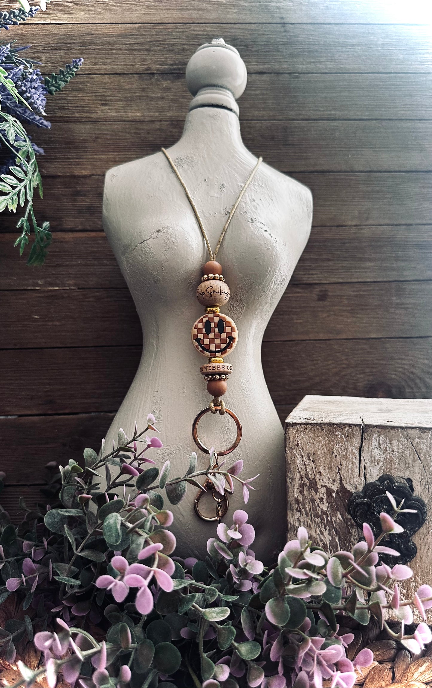 “Smiley Face” beaded lanyard