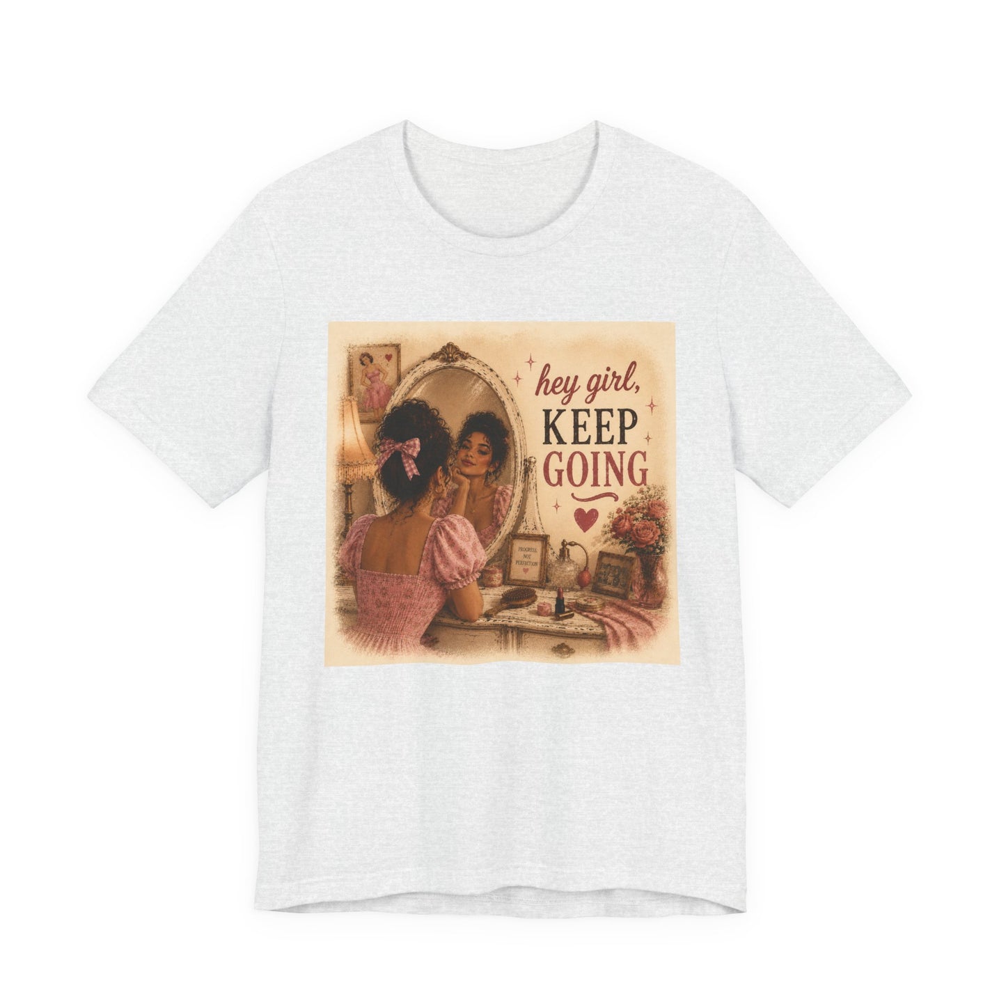 Keep Going Tee — 'Hey Girl, Keep Going' Motivational Graphic T-Shirt - Pink