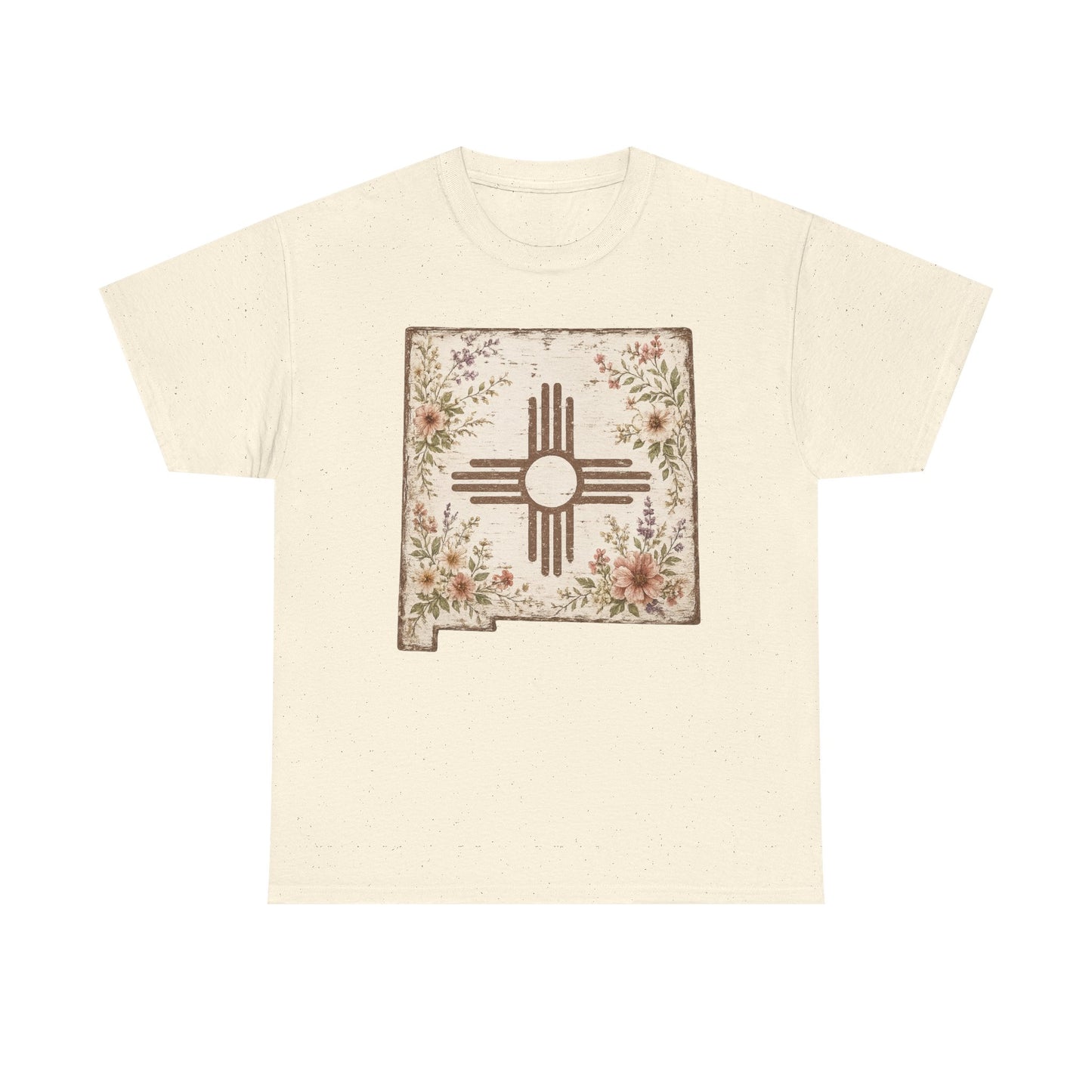 New Mexico Zia Floral Tee — Vintage State Map T-Shirt