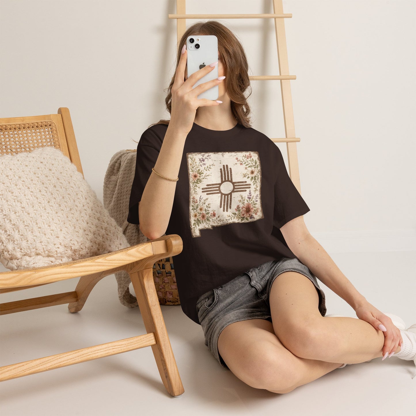 New Mexico Zia Floral Tee — Vintage State Map T-Shirt