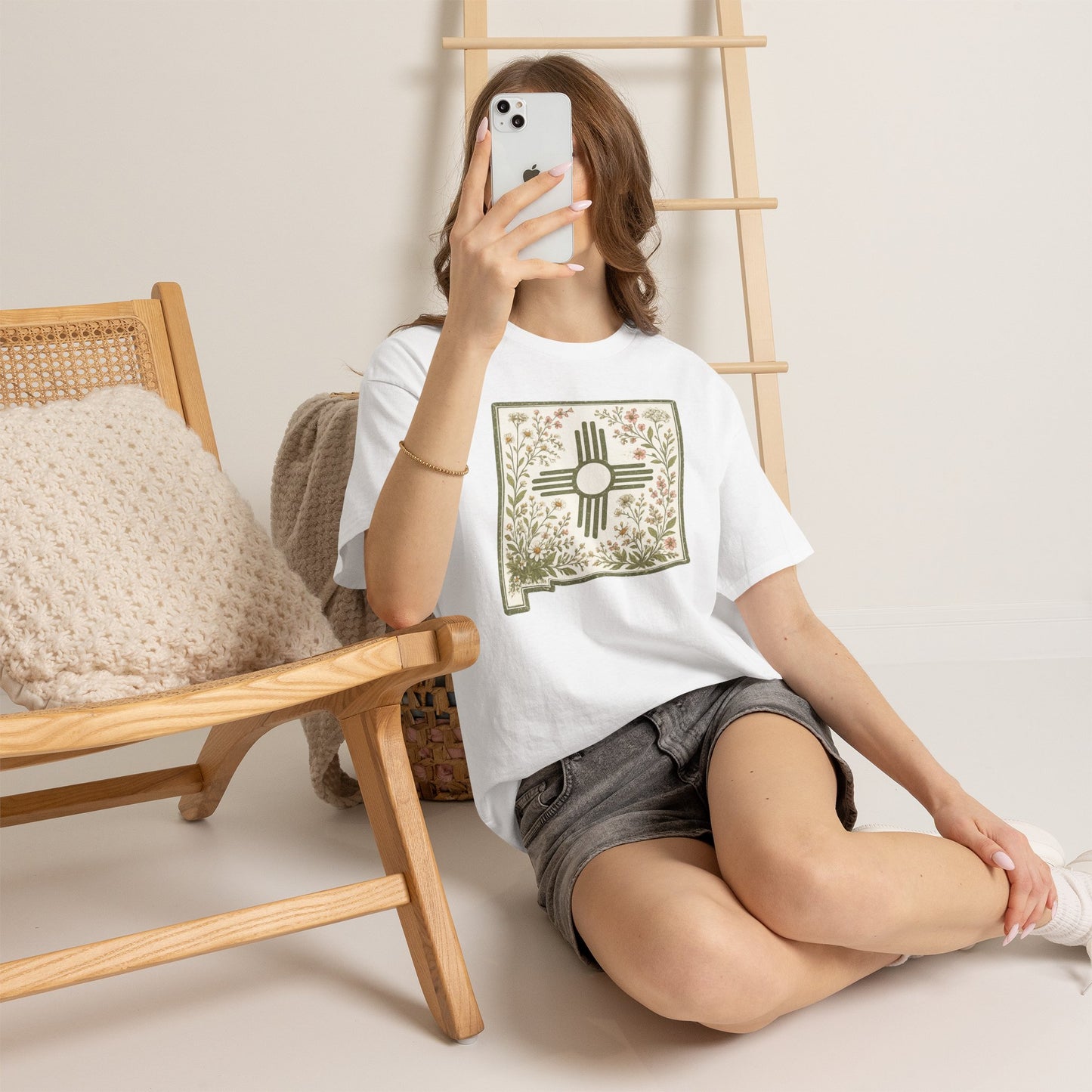 New Mexico Floral Zia T-Shirt — Southwestern State Pride Tee - Sage