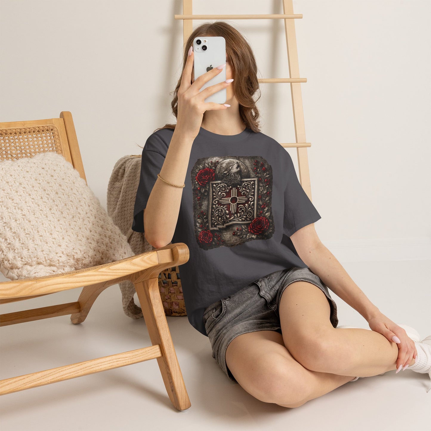 New Mexico Zia Symbol Tee — Lobo Southwest Zia with Roses