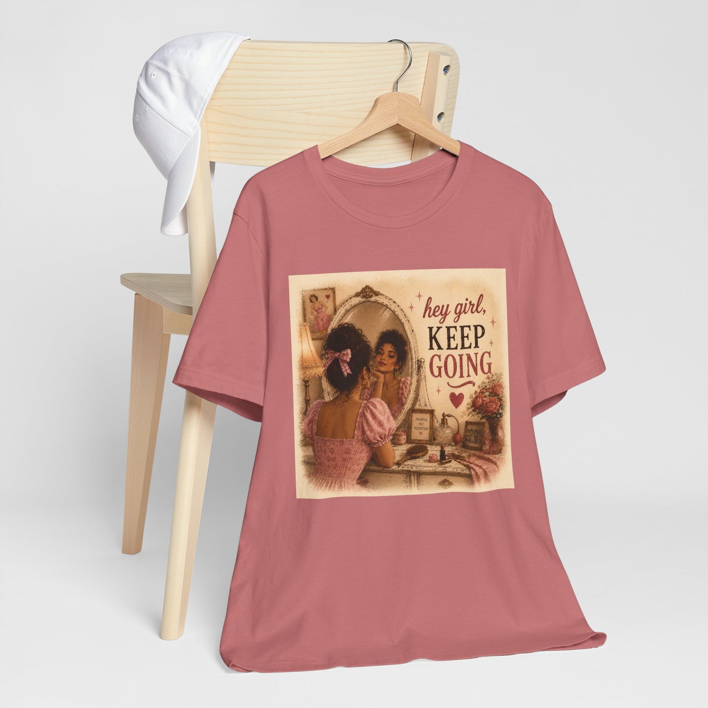 Keep Going Tee — 'Hey Girl, Keep Going' Motivational Graphic T-Shirt - Pink