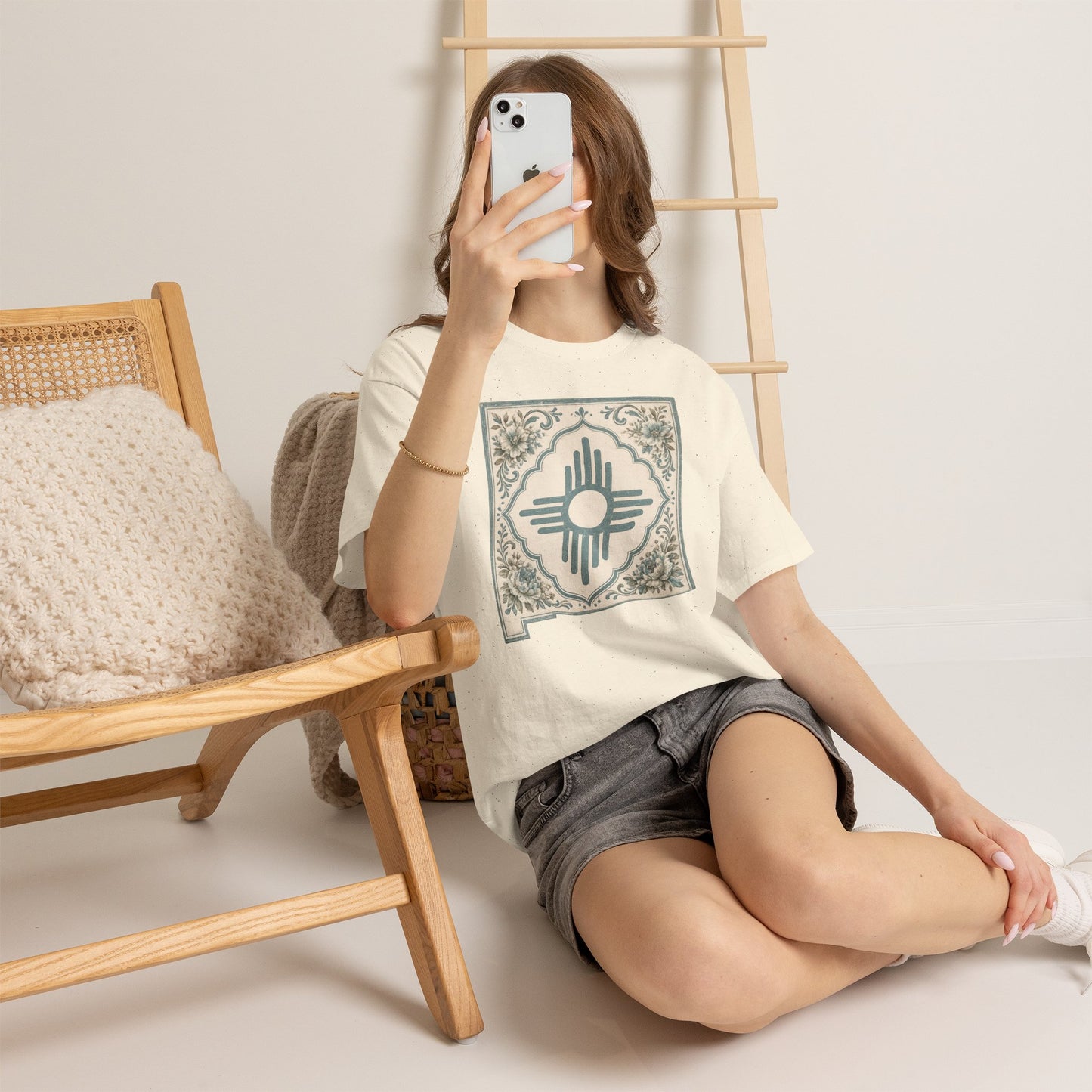 Zia Sun Tile Graphic Tee — Southwestern Boho Cotton T-Shirt