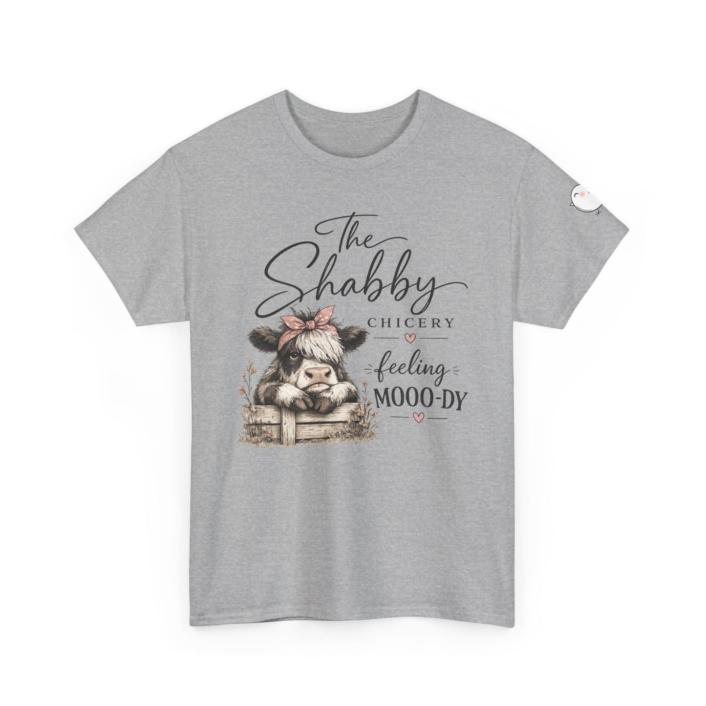 T-Shirt — “The Shabby Chicery Feeling Moo-dy” Cute Cow Graphic Tee