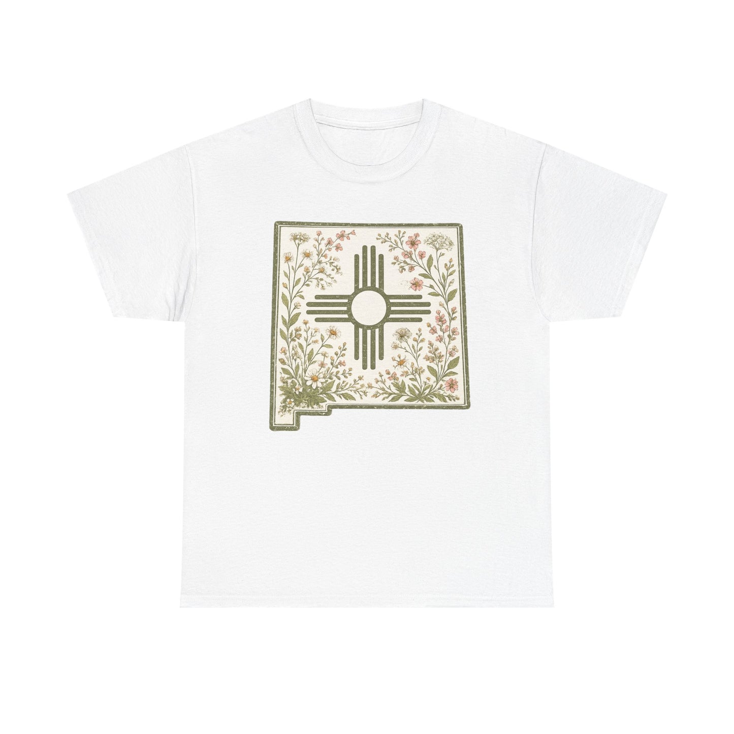 New Mexico Floral Zia T-Shirt — Southwestern State Pride Tee - Sage