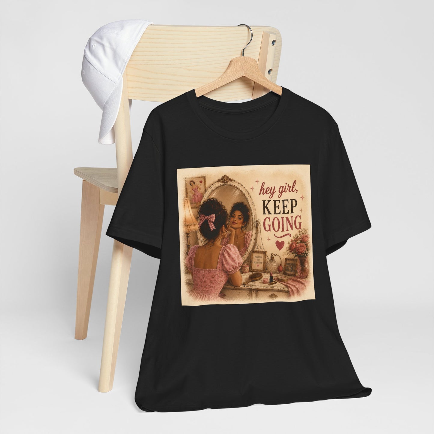 Keep Going Tee — 'Hey Girl, Keep Going' Motivational Graphic T-Shirt - Pink