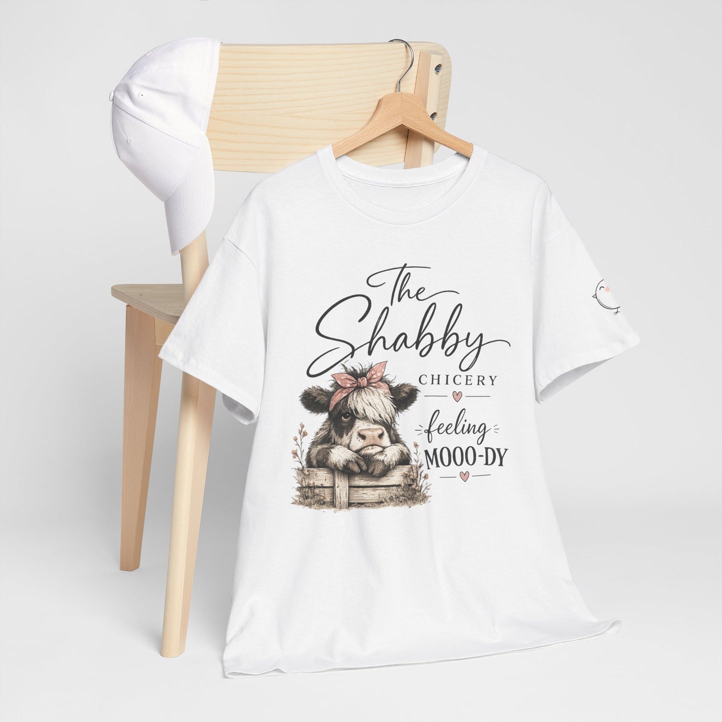 T-Shirt — “The Shabby Chicery Feeling Moo-dy” Cute Cow Graphic Tee