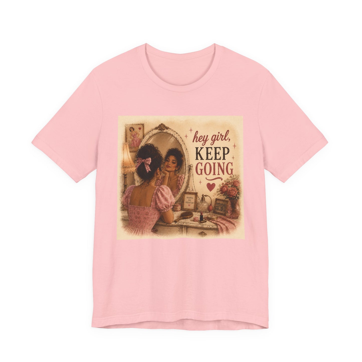 Keep Going Tee — 'Hey Girl, Keep Going' Motivational Graphic T-Shirt - Pink