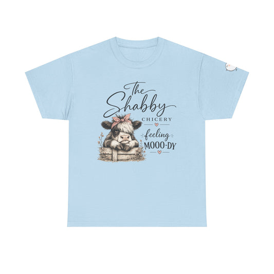 T-Shirt — “The Shabby Chicery Feeling Moo-dy” Cute Cow Graphic Tee
