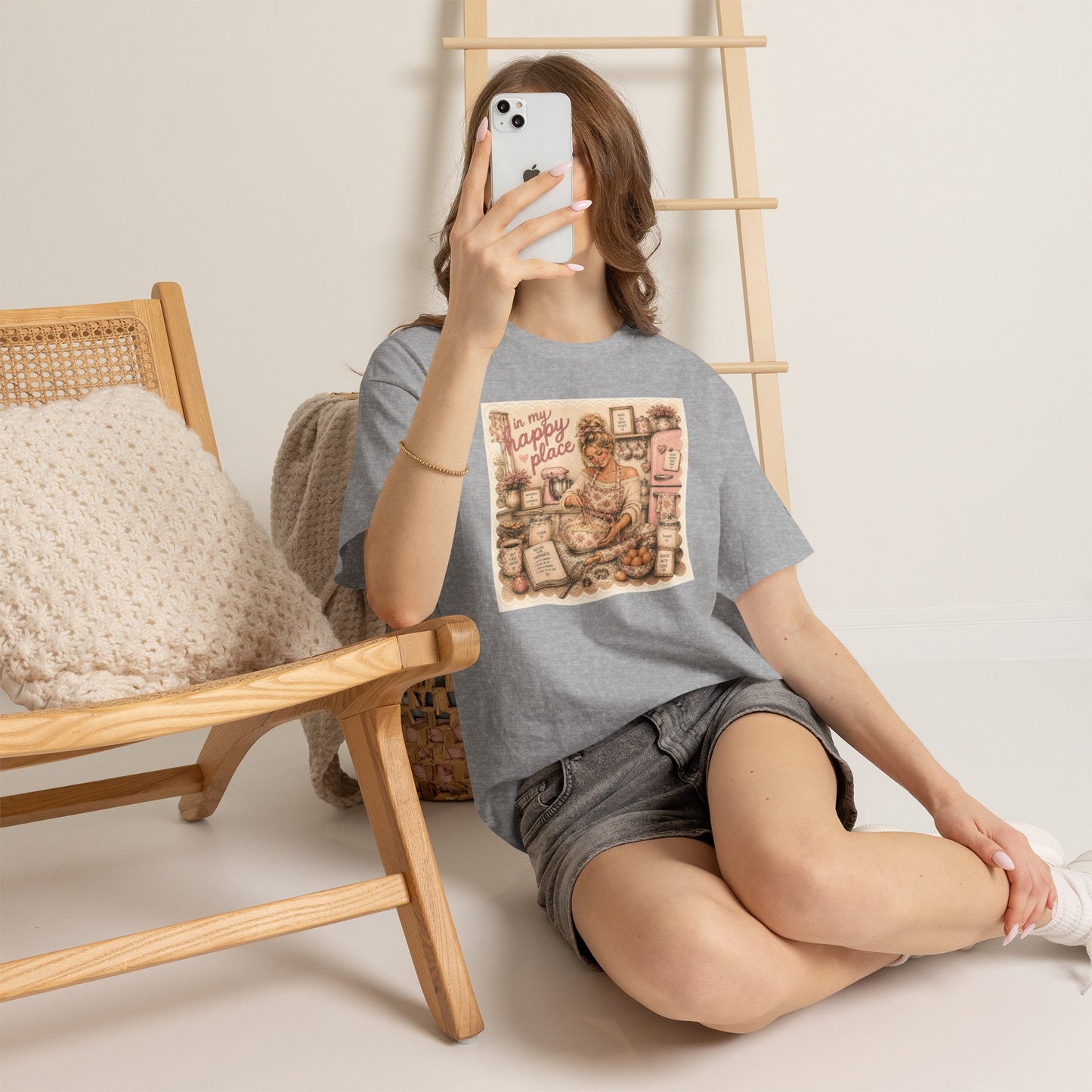 Kitchen Cozy T‑Shirt — "This Is My Happy Place" Baking Vintage Graphic Tee