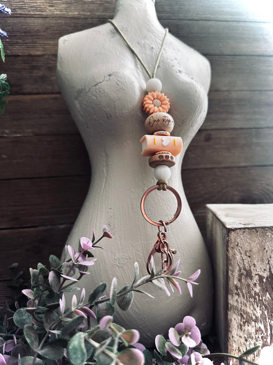 “One Step at a Time” Beaded Lanyard