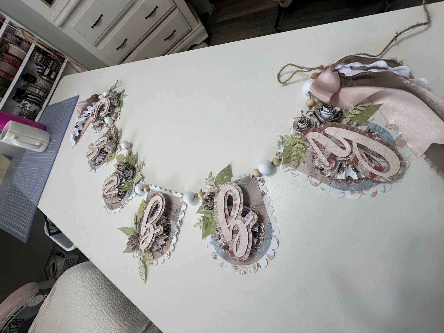 Shabby Chic Handmade Ribbon Banner