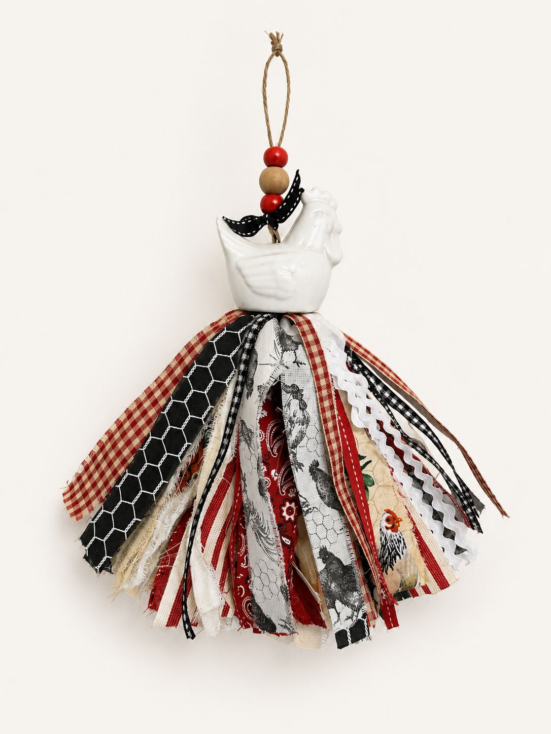 Shabby Chic Salt & Pepper Shaker Chicken Tassel